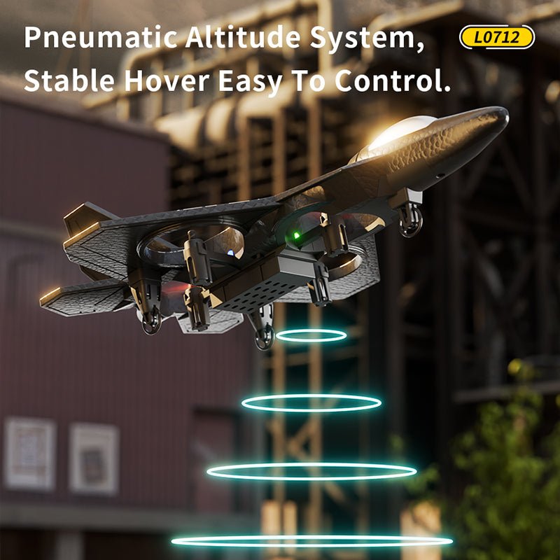 L0712 Remote Control Fighter Jet – Quad Propeller RC Airplane with 360° Stunt Flying