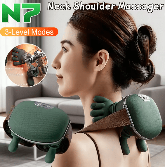 Premium Shoulder & Neck Massager – Portable Dual-Palm Kneading Therapy